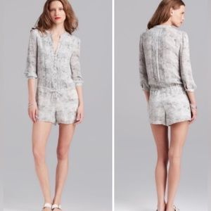 Joie 100% Silk Amara B Romper Dotted Snake Print Pleated Size XS